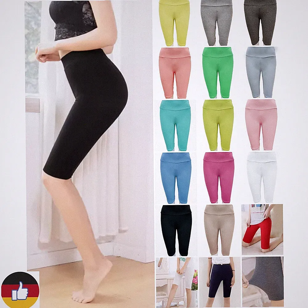 1/2 Damen Leggins kurz Jogginghose Radlerhose Radler Natur Bambus 36-38-40-42-44