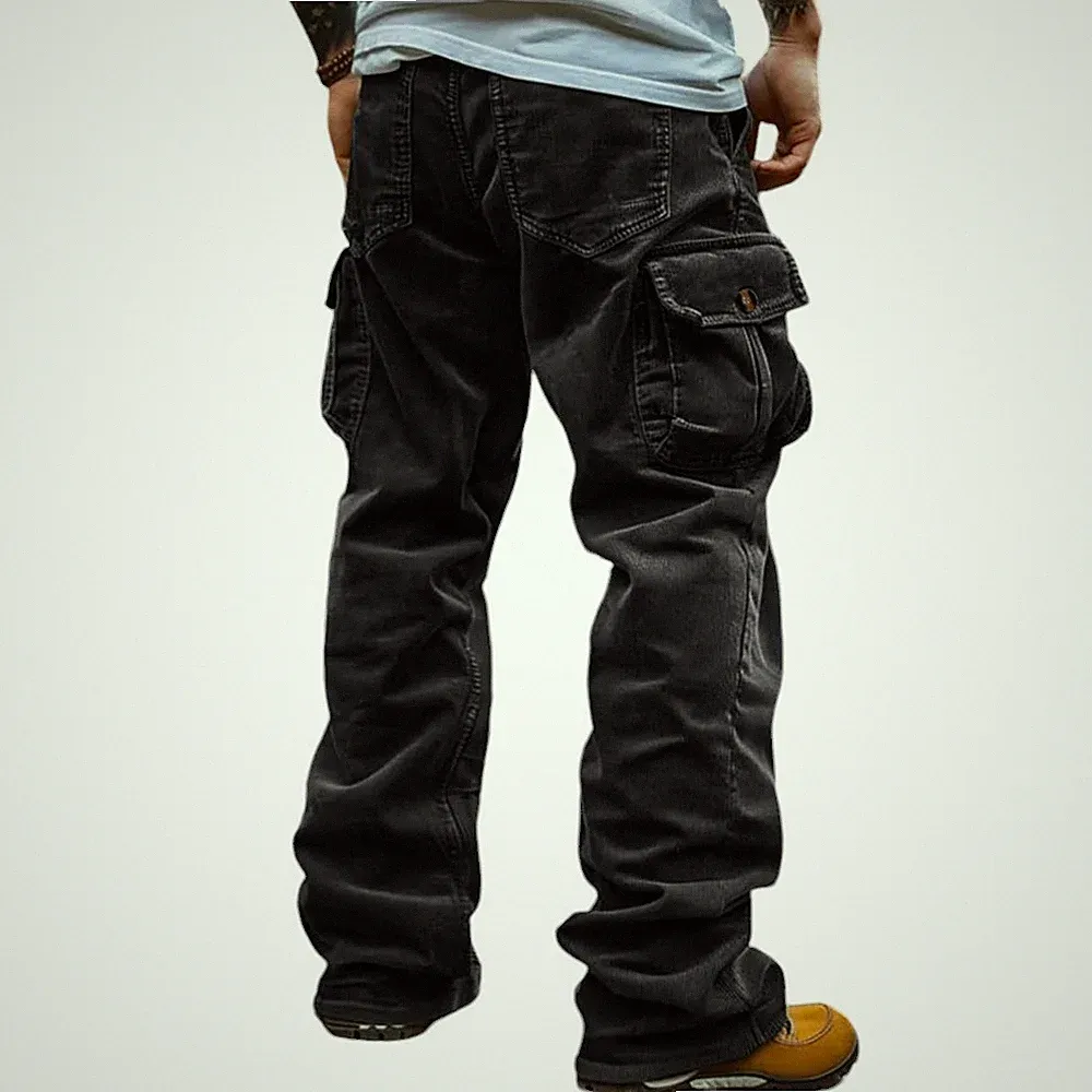 2025 Herren Retro Cord Cargohose Jogginghose Lange Taschenhose Baggy Arbeitshose