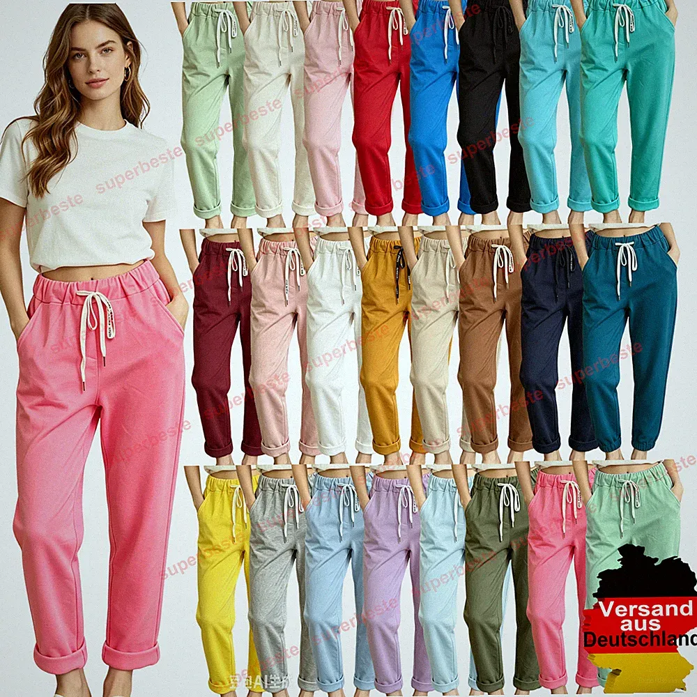 2026 Neu Damen Jogginghose Freizeithose Sommer Hose Baumwolle S M L Elastik Sp.