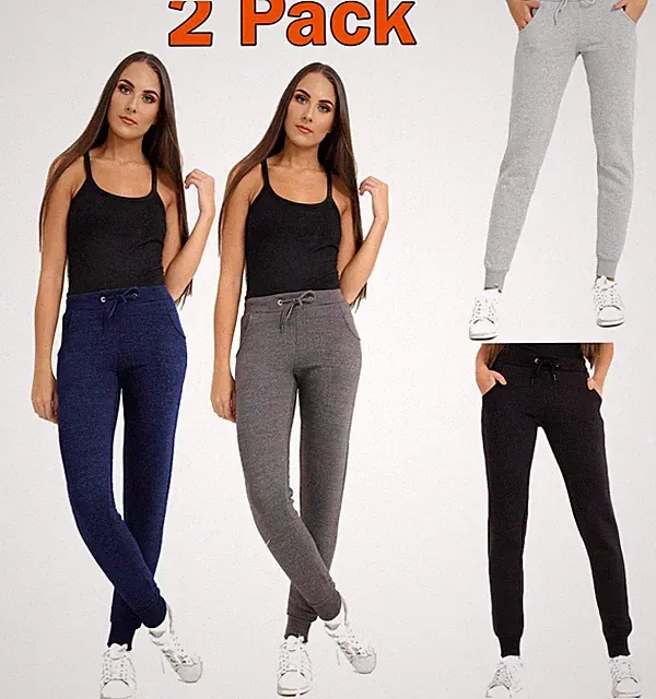 2er Pack Damen Skinny Unterteile Slim Fit Jogging Jogginghose Trainingshose Damenhose