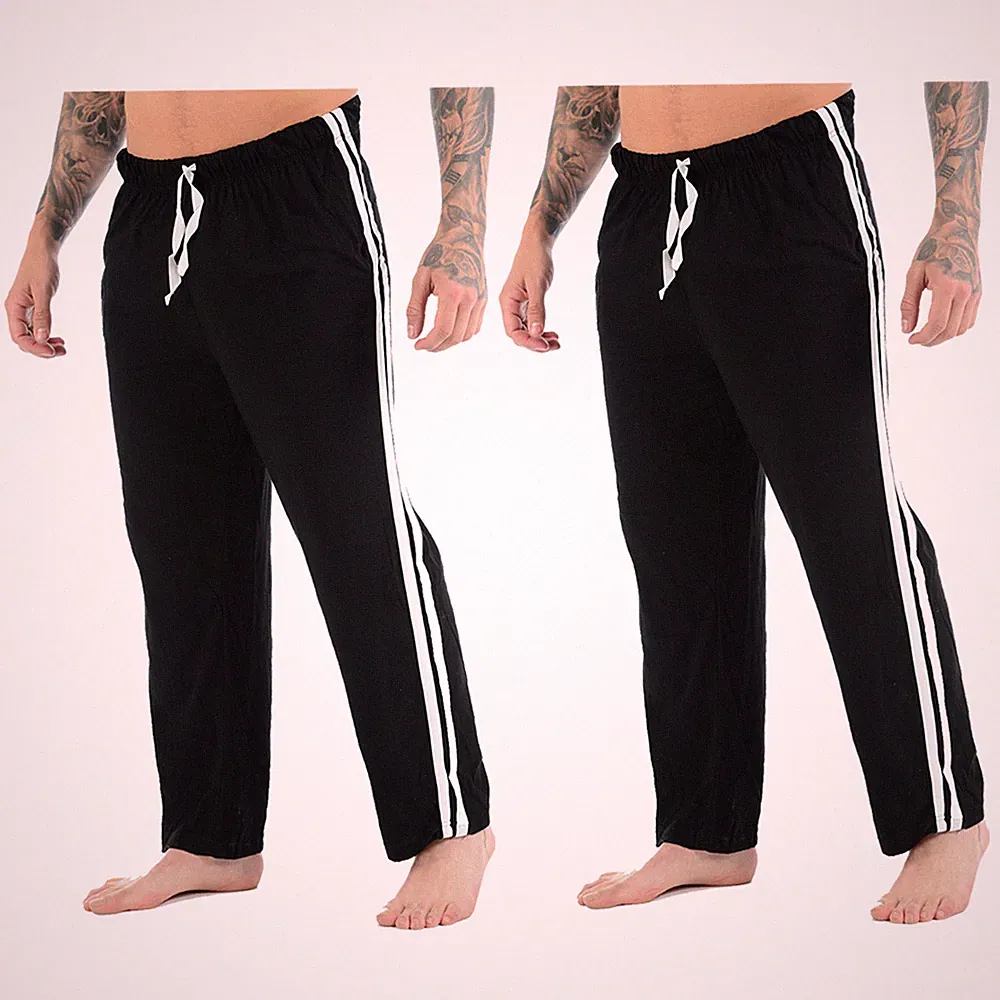 2er PACK HERREN LOUNGE HOSE PYJAMA GESTREIFT JOGGINGHOSE PJ?S NACHTWÄSCHE HOSE