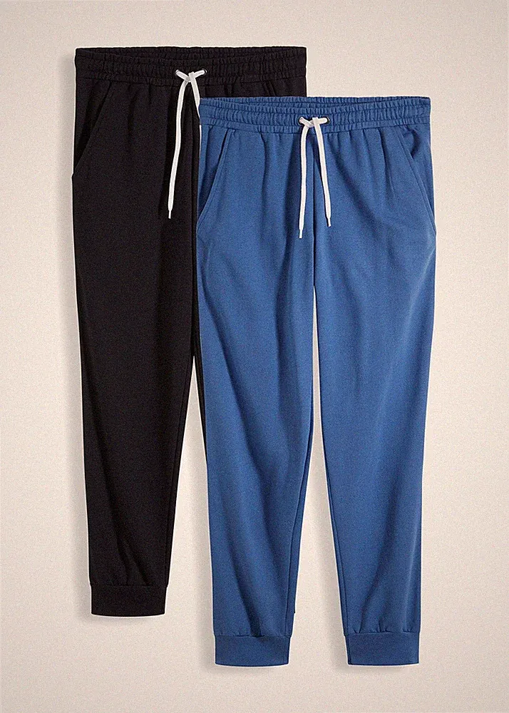 2er-Pack Jogginghose Gr. 44/46 Schwarz Blau Herren-Hose Freizeit-Pants Neu*