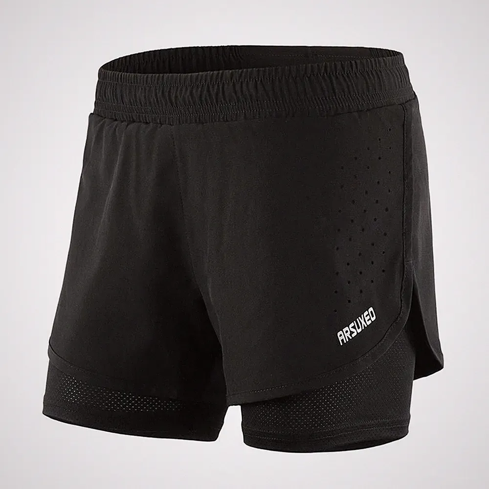 2in1 DAMEN LAUFHOSE JOGGING HOSE RUNNING SHORT ATMUNGSAKTIV LAUFSHORT SPORT