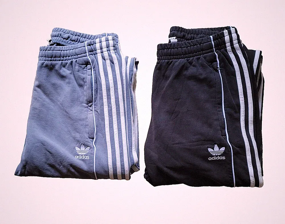 2x Adidas Jogginghose schwarz & grau Gr. M Herren 100% Baumwolle SET