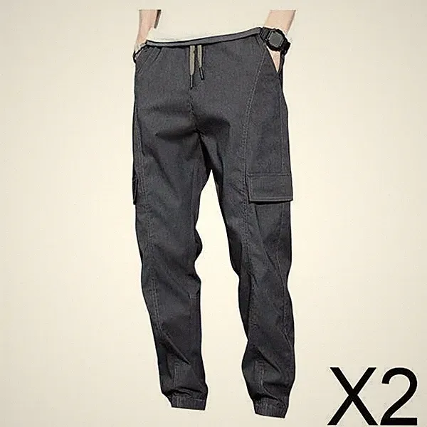 2x Cargohose für Herren weites Bein Jogger mehrere Taschen atmungsaktiv Polyester