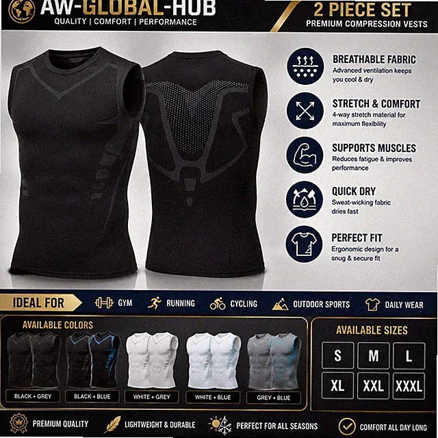2X Herren Unterhemd Shapewear Kompressionsshirt Body Shaper Bauchweg Tank Top We