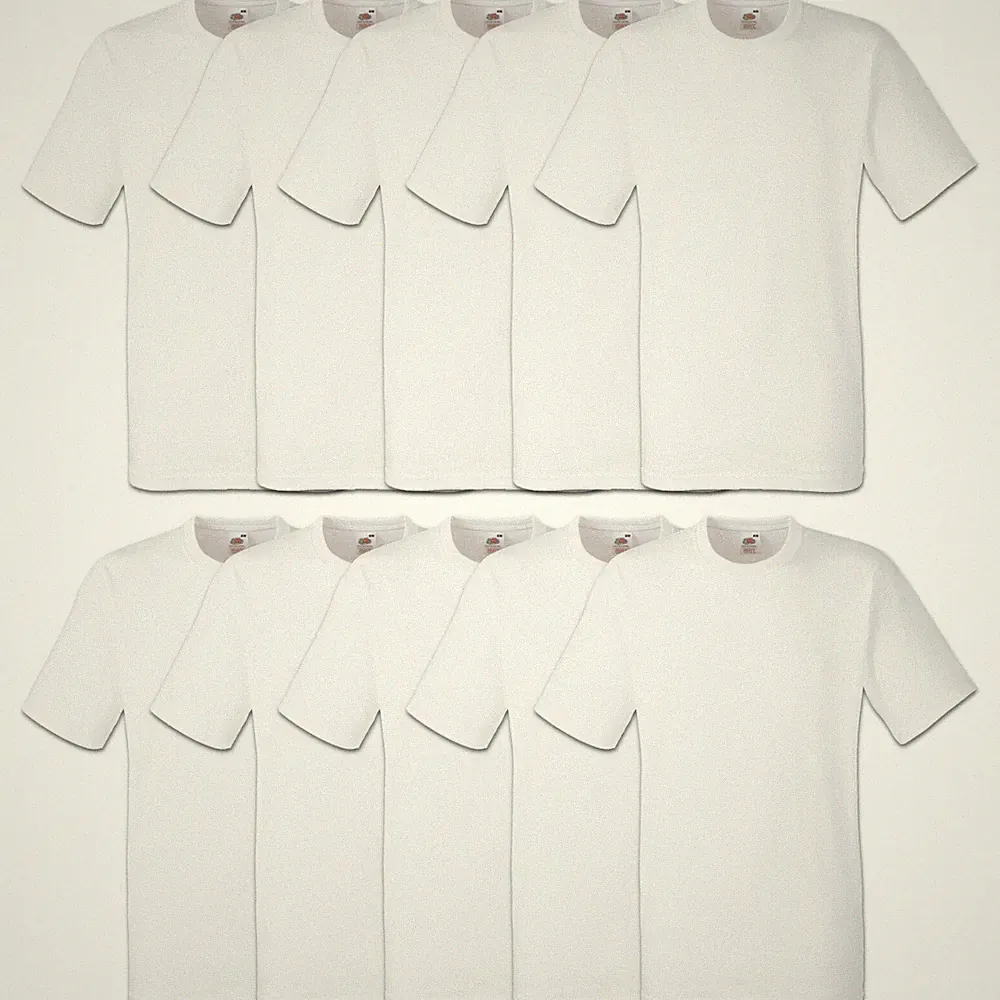 5er / 10er FRUIT OF THE LOOM T-SHIRT ORIGINAL WEISS HERREN SHIRT - S M L XL XXL