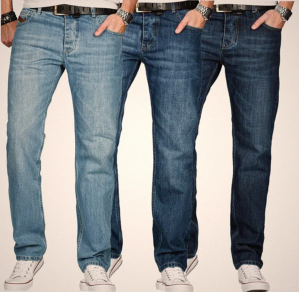 A. Salvarini Designer Herren Jeans Hose Basic Jeanshose Comfort Fit gerades Bein