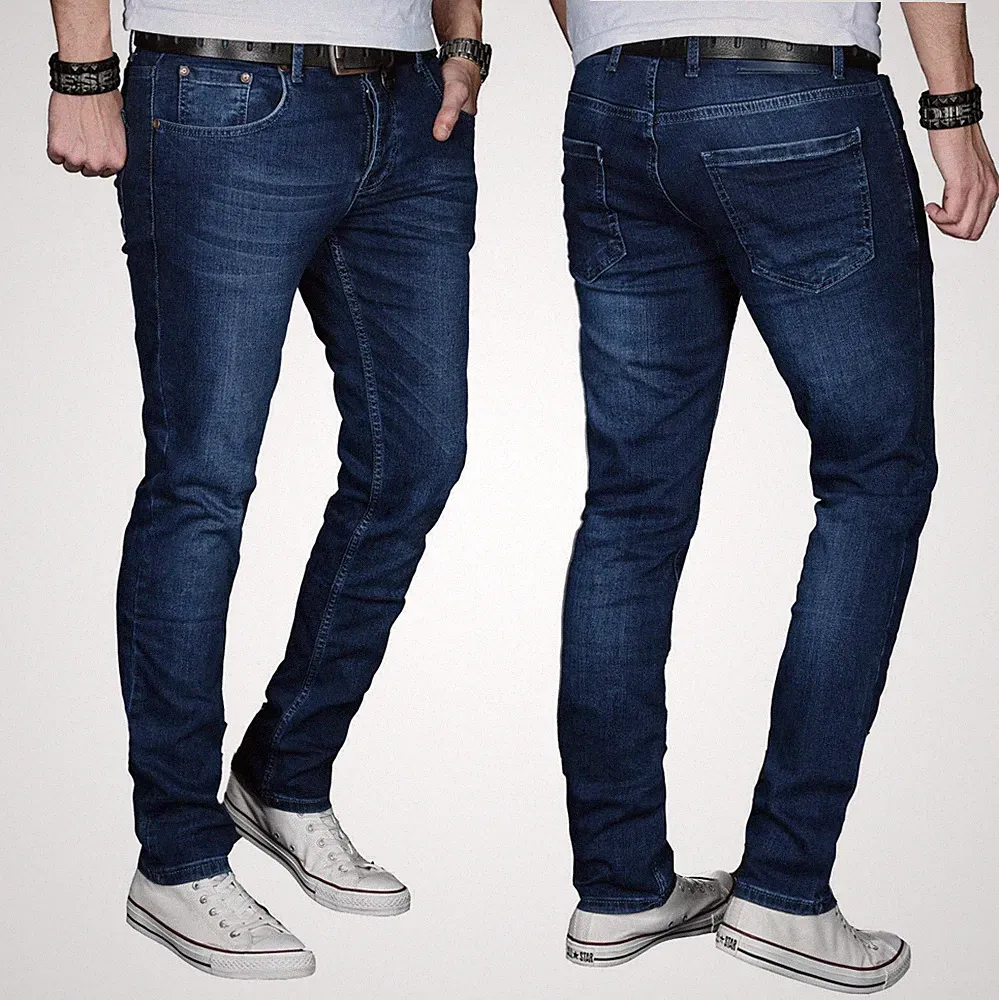 A. Salvarini Designer Herren Jeans Hose Basic Stretch Jeanshose Regular Slim NEU