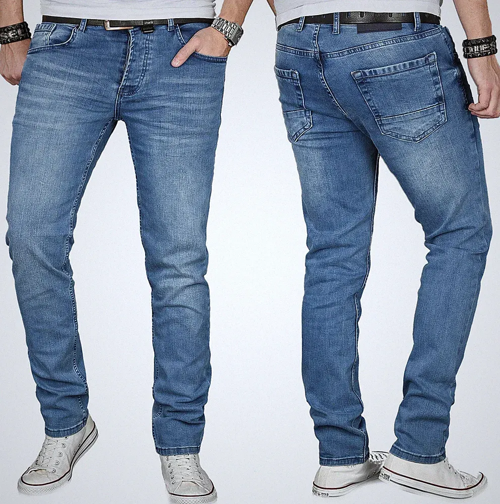 A. Salvarini Designer Herren Jeans Hose Regular Slim Fit Jeanshose Basic Stretch