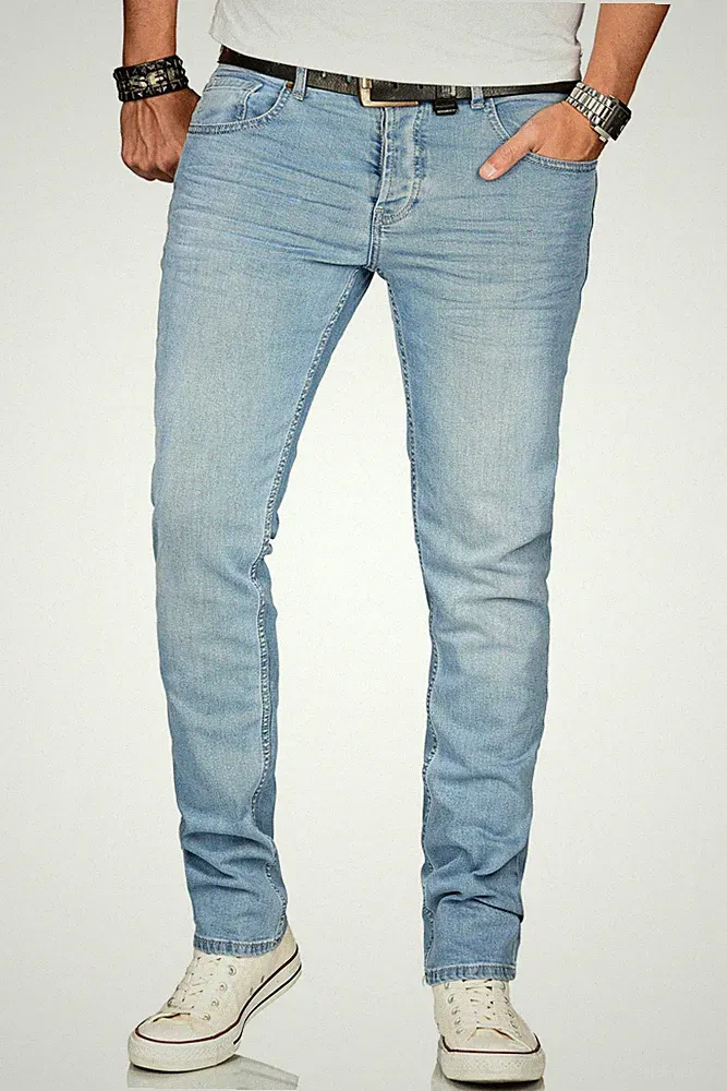 A. Salvarini Designer Herren Jeans Hose Regular Slim Fit Jeanshose Mode Stretch