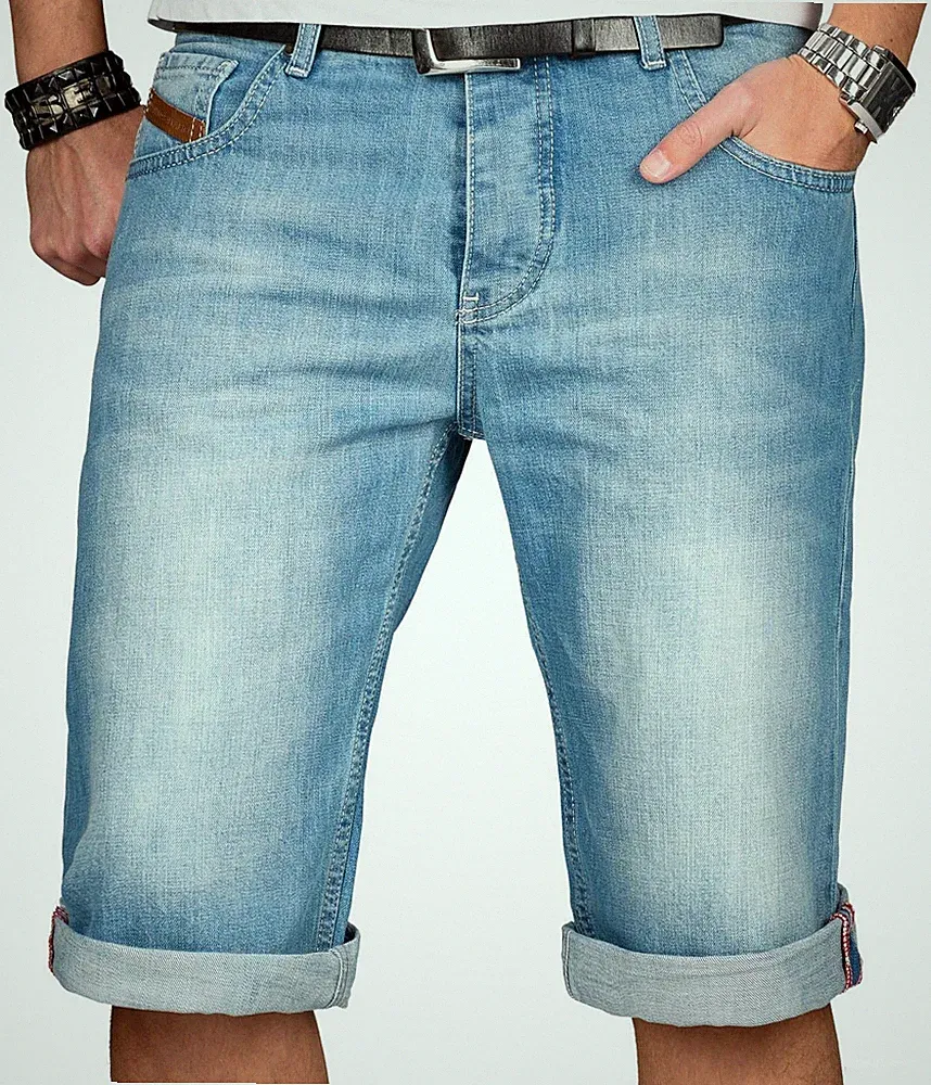 A. Salvarini Designer Herren Jeans Short kurze Sommer Hose Jeansshorts Bermuda