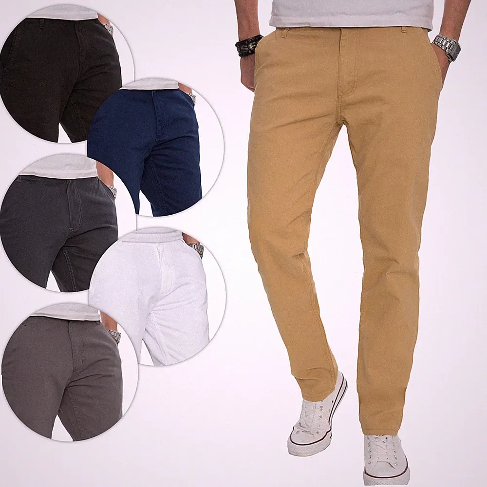 A. Salvarini Herren Designer Chino Stoff Hose Chinohose Regular Fit NEU AS016