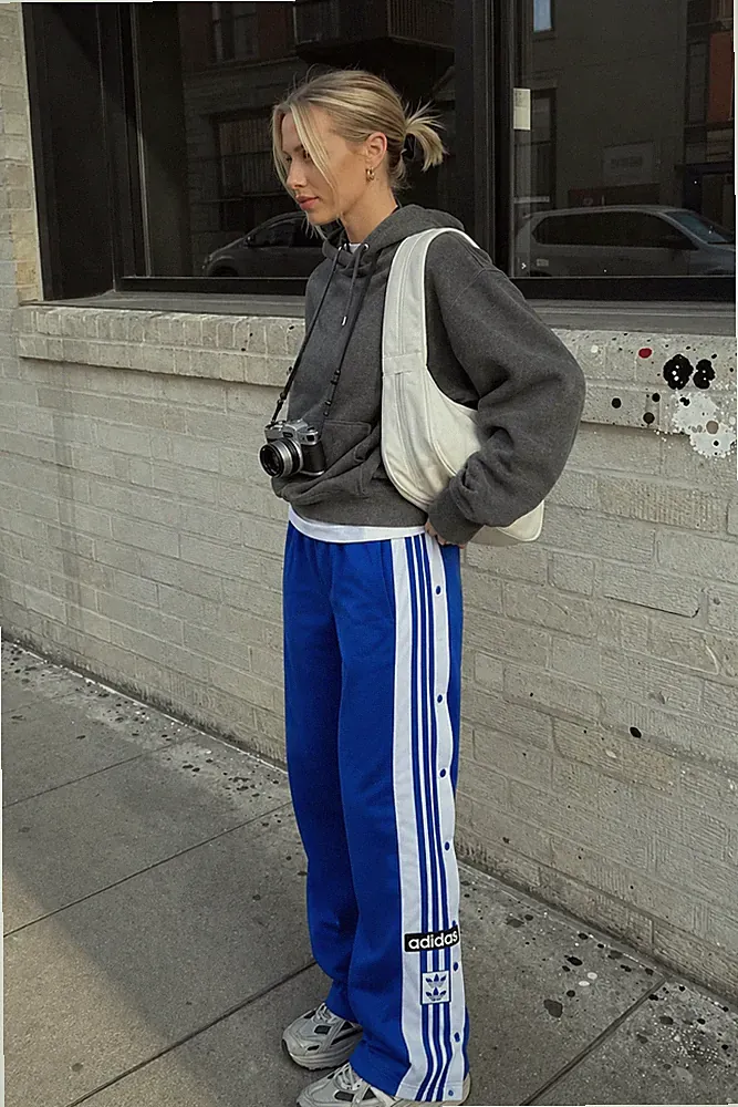 Adidas Adibreak Baggy Jogginghose | Lila Weiß | Gr.38-40 | Sehr Gut | Vintage