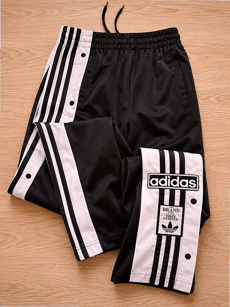 Adidas Adibreak Jogginghose Druckknöpfe Gr. XL Schwarz