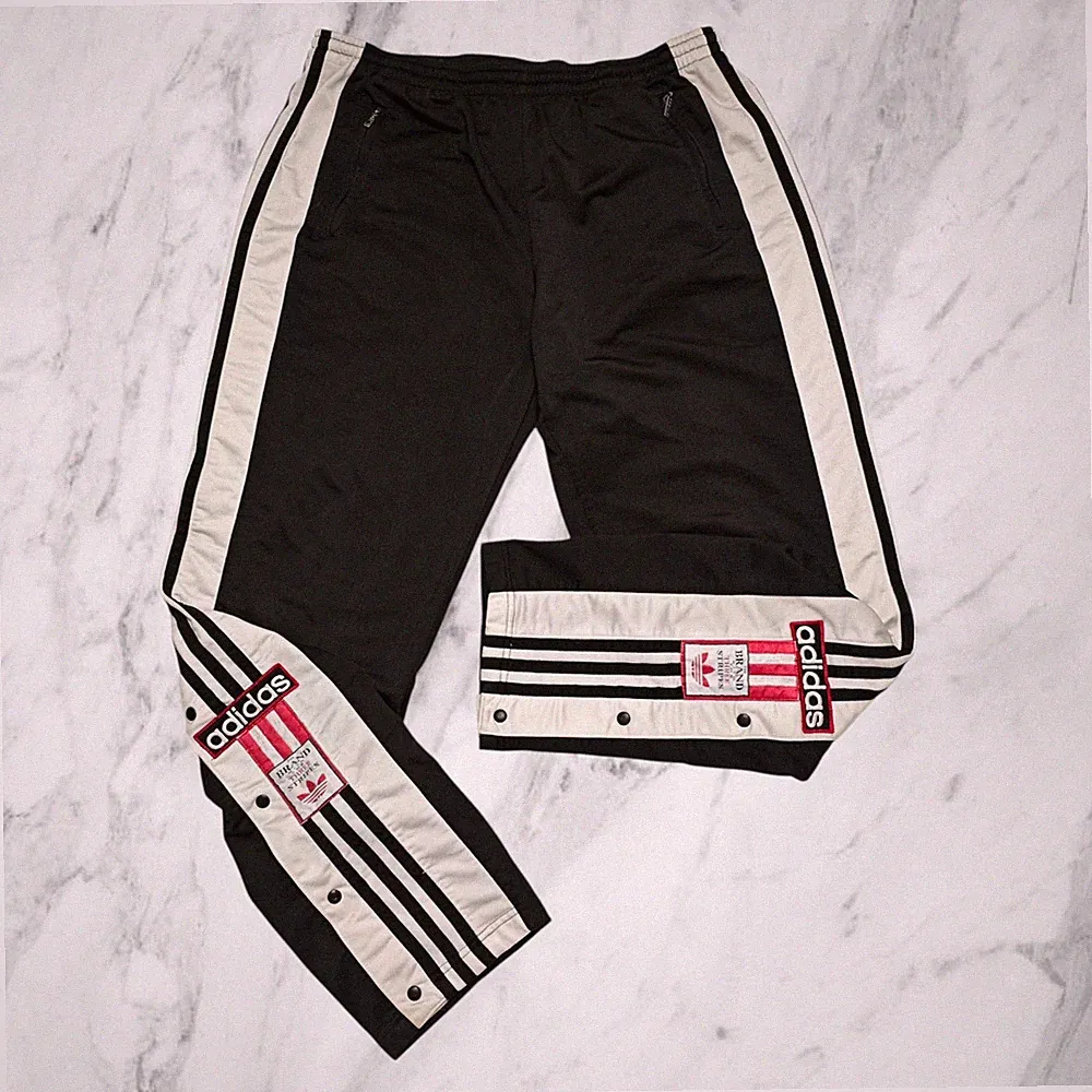 Adidas Adibreak Vintage 90er Jahre Jogginghose herren Knopf Schwarze Rot Größe L