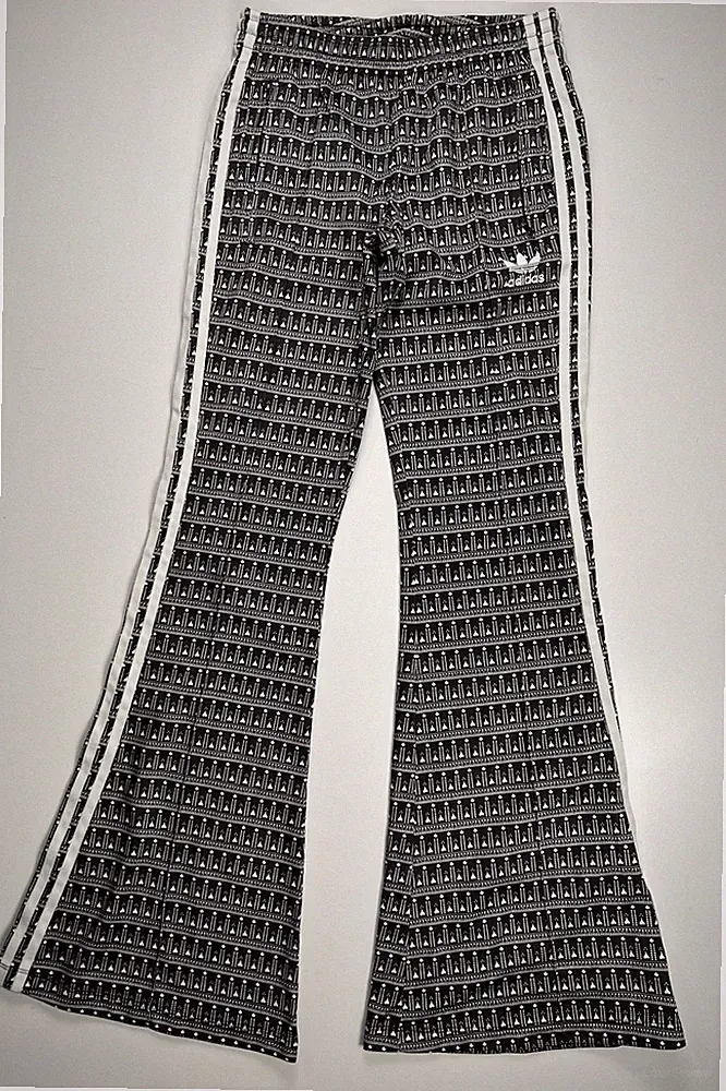 adidas Damen Jogginghose Grau Weiß Weite Beine 2XS 100% Polyester