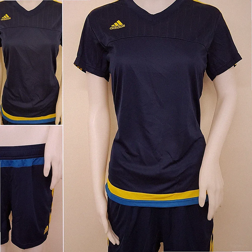 adidas Damen Tennis Golf Fitness Shirt Trikot Short Hose Frauen LIC blau O