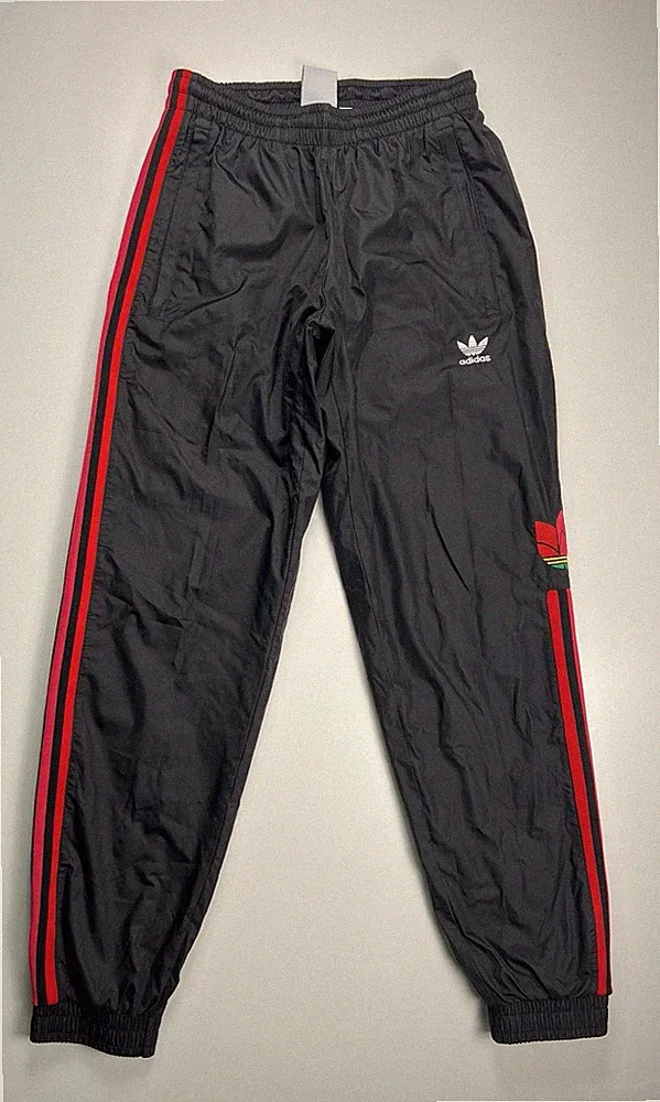 Adidas Firebird Herren Windbreaker Hose Schwarz S Jogging Sporthose Grün Leicht