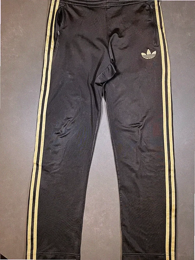 ADIDAS FIREBIRD OG Hose Tracksuit Trainingshose Schwarz Gold Gr. S Retro Vintage