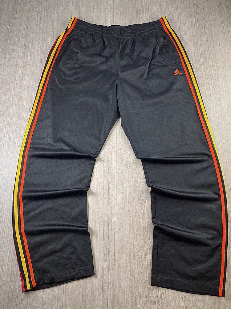 Adidas Firebird Trainingshose Rasta 3-Streifen Herren Gr. XL schwarz rot gelb Vintage
