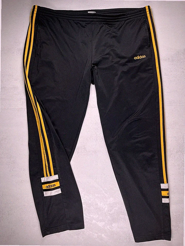 Adidas Firebird Vintage 90s Hose Tracksuit Trainingshose Schwarz Gelb Gr. XL D10