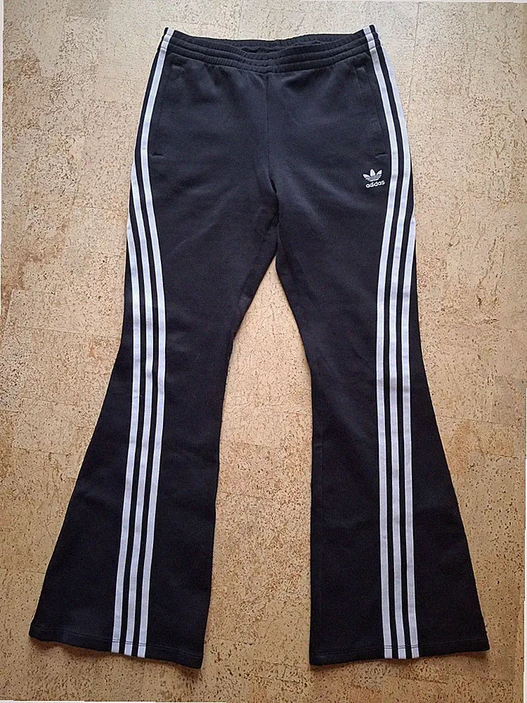 ADIDAS Flared Leggings Schlaghose Trefoil Originals Damen 36 S Schwarz Yoga Y2k