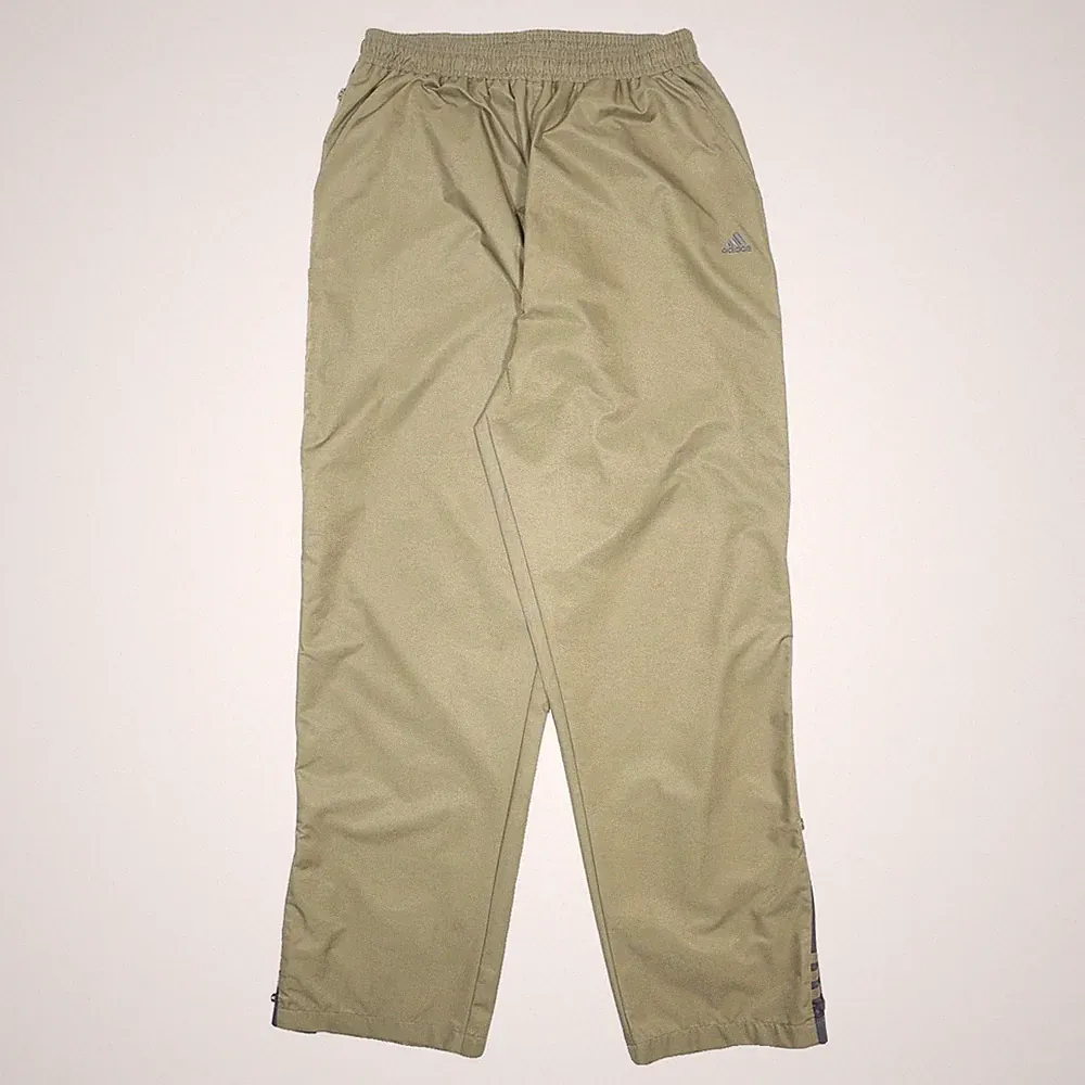 ADIDAS Herren Jogger Beige L Nylon Relaxed Straight Zip Track Pants W28 L30
