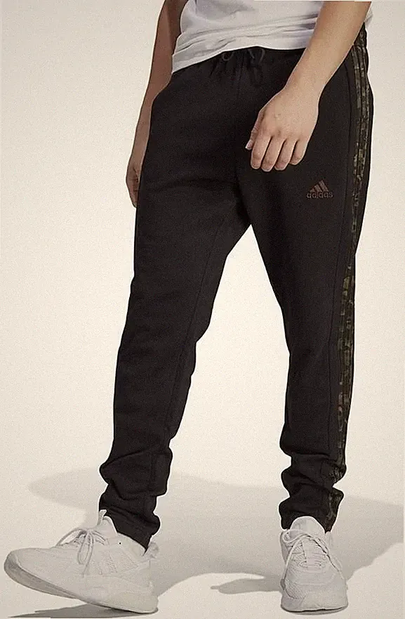 Adidas Herren Jogginghose 3 Stripes French Terry TE - Farbe: Schwarz/Olive Strat