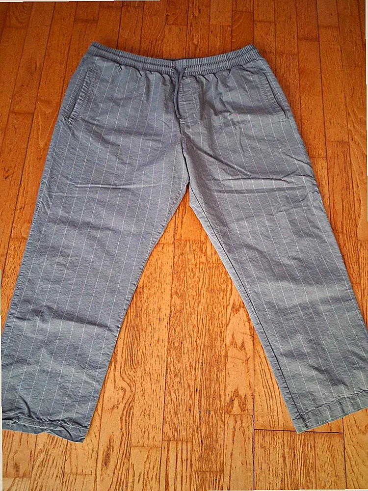 adidas Herren Jogginghose Grau gestreift XL 32in elastischer Bund Logo
