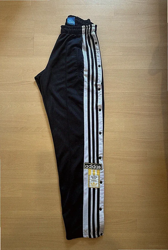 adidas Herren Jogginghose Training schwarz/weiß gestreift Druckknopf XXL