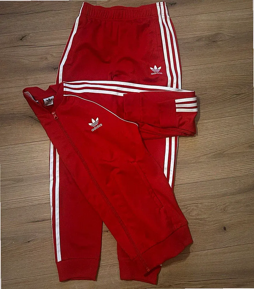adidas Herren Jogginghose Trainingshose Rot/Weiß 3-Streifen Größe XS Sport