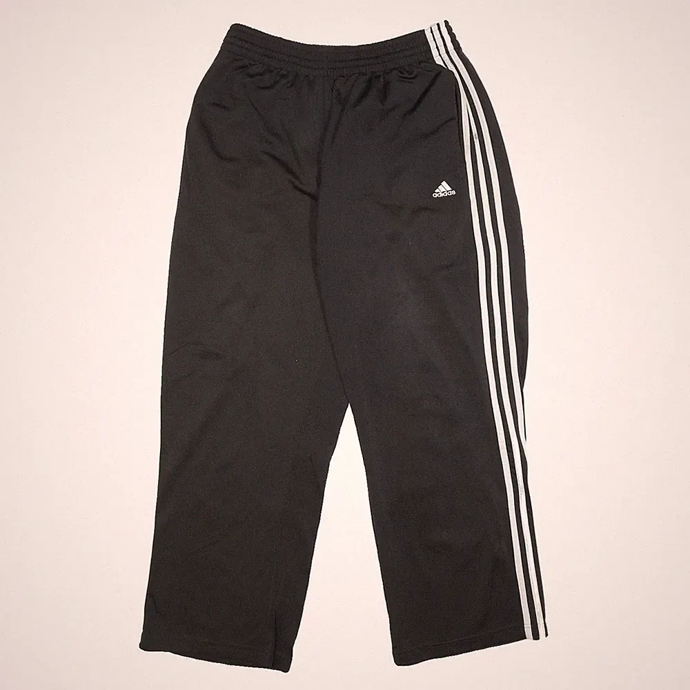 ADIDAS Herren Jogginghosen Schwarz Weiß Tapered M W27 L27 Drei Streifen Logo