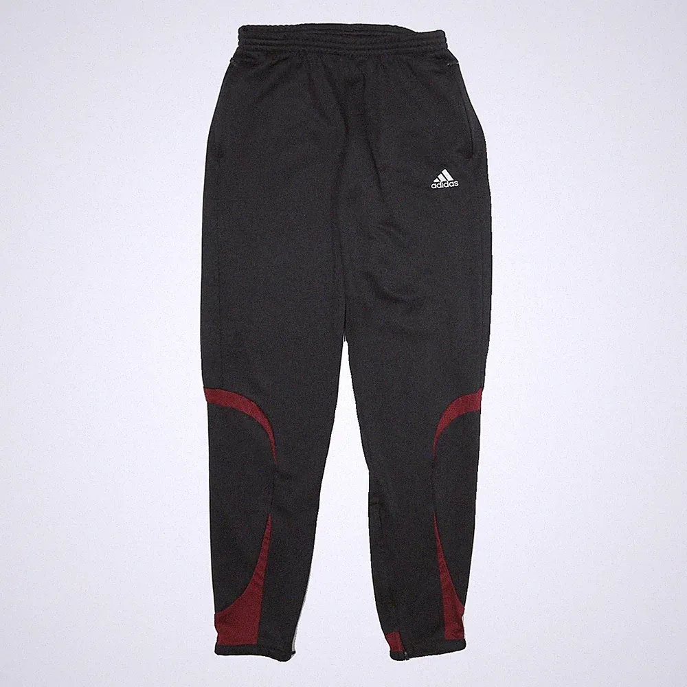 ADIDAS Herren Slim Schmal zulaufend Jogger Schwarz & Maroon S 26/32 In Polyester