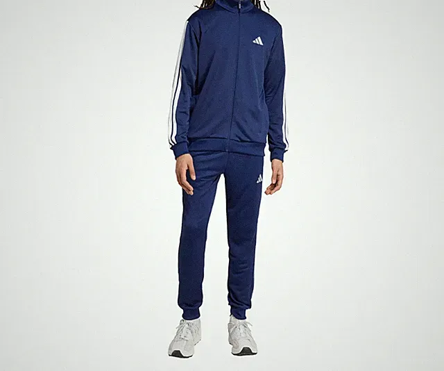 Adidas Herren Sportswear Anzug Drei Streifen Blau Taschen Full Zip Taschen