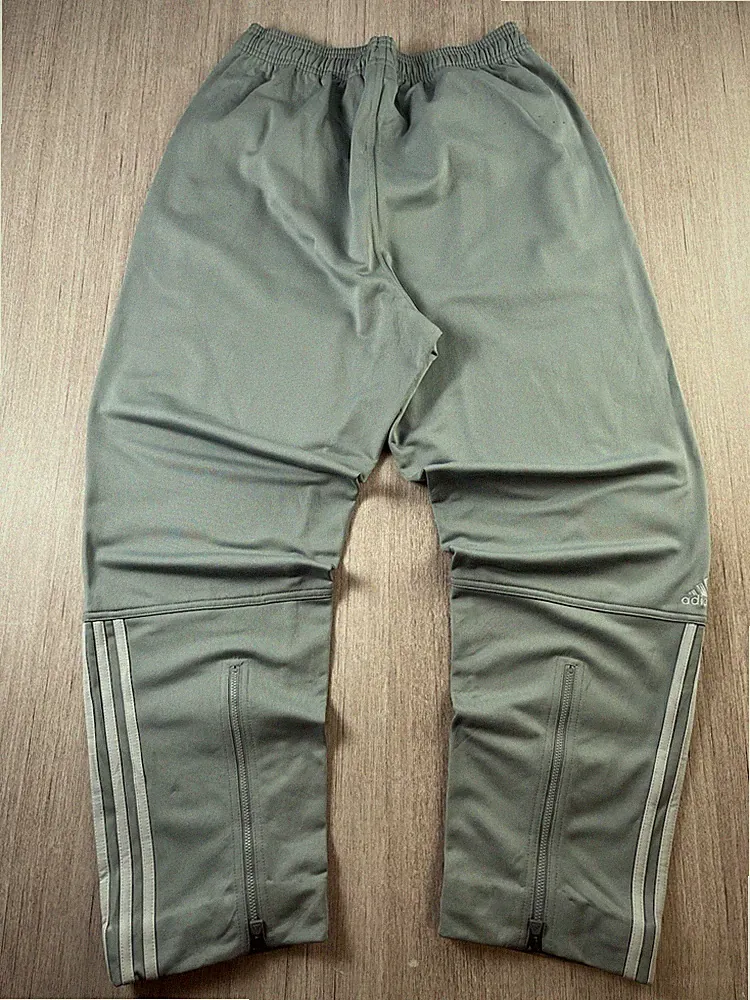 Adidas Herren Training Trainingshose Silber Grün 3-Streifen Slim Fit Gr. M