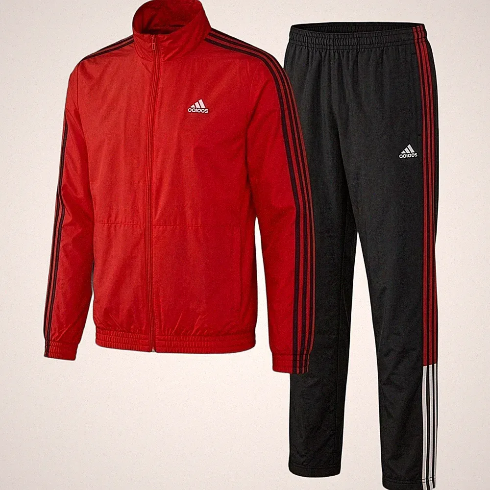 adidas Herren Trainingsanzug Jogginganzug Sportanzug Fußball Fitness rot-schwarz