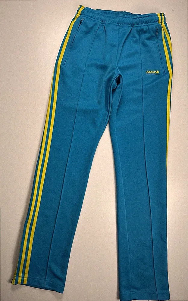 Adidas Herren XS Vintage 90er Blau Gelb Retro Trainingshose Selten