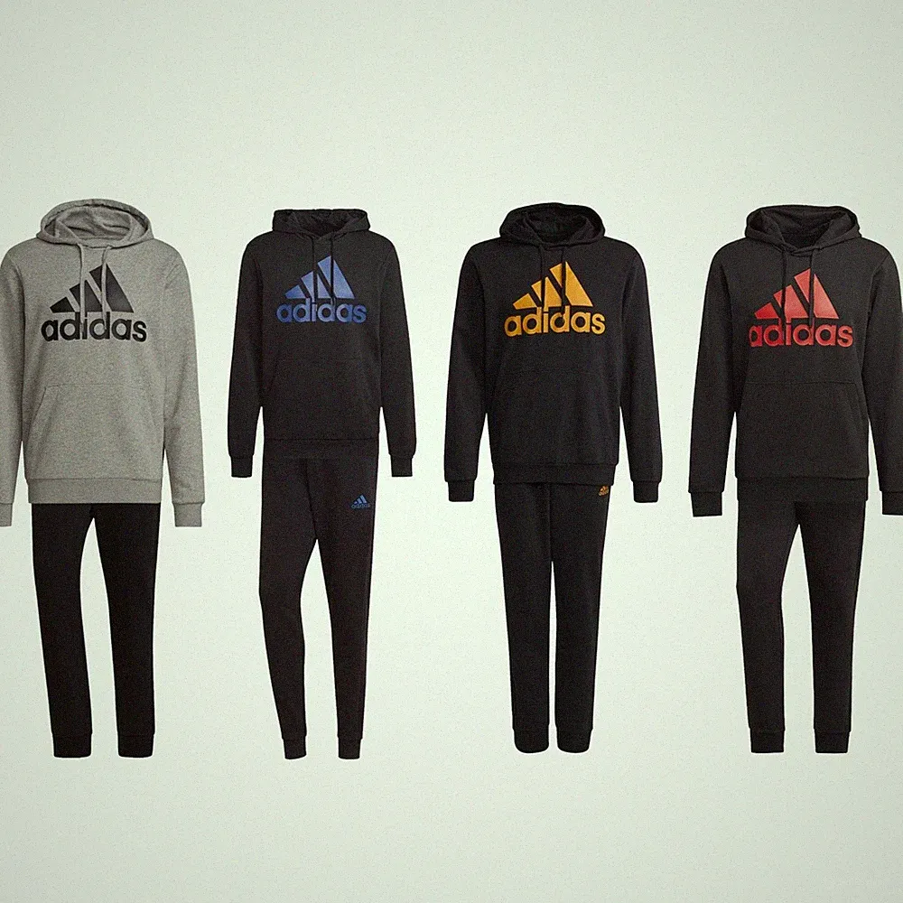adidas Jogginganzug Sportanzug Trainingsanzug Herren Kapuze Baumwolle schwarz