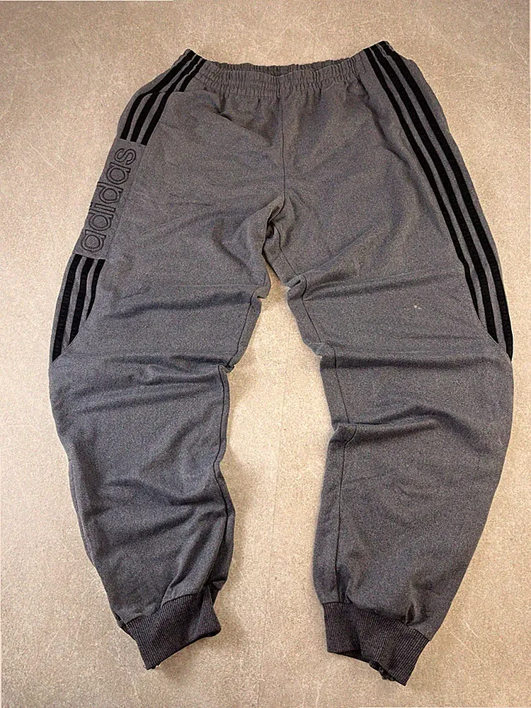 Adidas Jogginghose Grau 3 Streifen Bündchen Trainingshose Sweatpants Gr. L 2007 Gym Sport