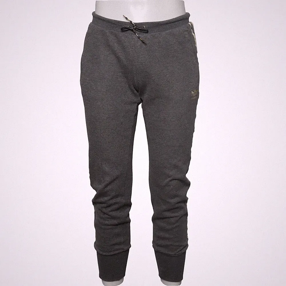 Adidas, Jogginghose, Größe: 34, Grau/Gelb, Streifen, Sweat, Herren #zwE