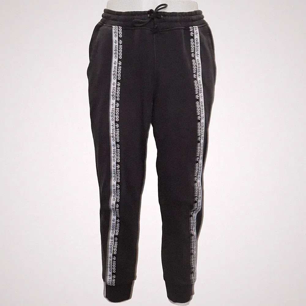 Adidas, Jogginghose, Größe: 40, Schwarz/Weiß, Baumwolle, Herren #UeM