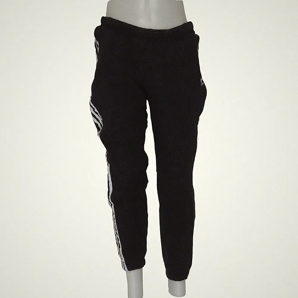 Adidas, Jogginghose, Größe: 42, Schwarz/Weiß, Baumwolle, Streifen, Herren #ESt