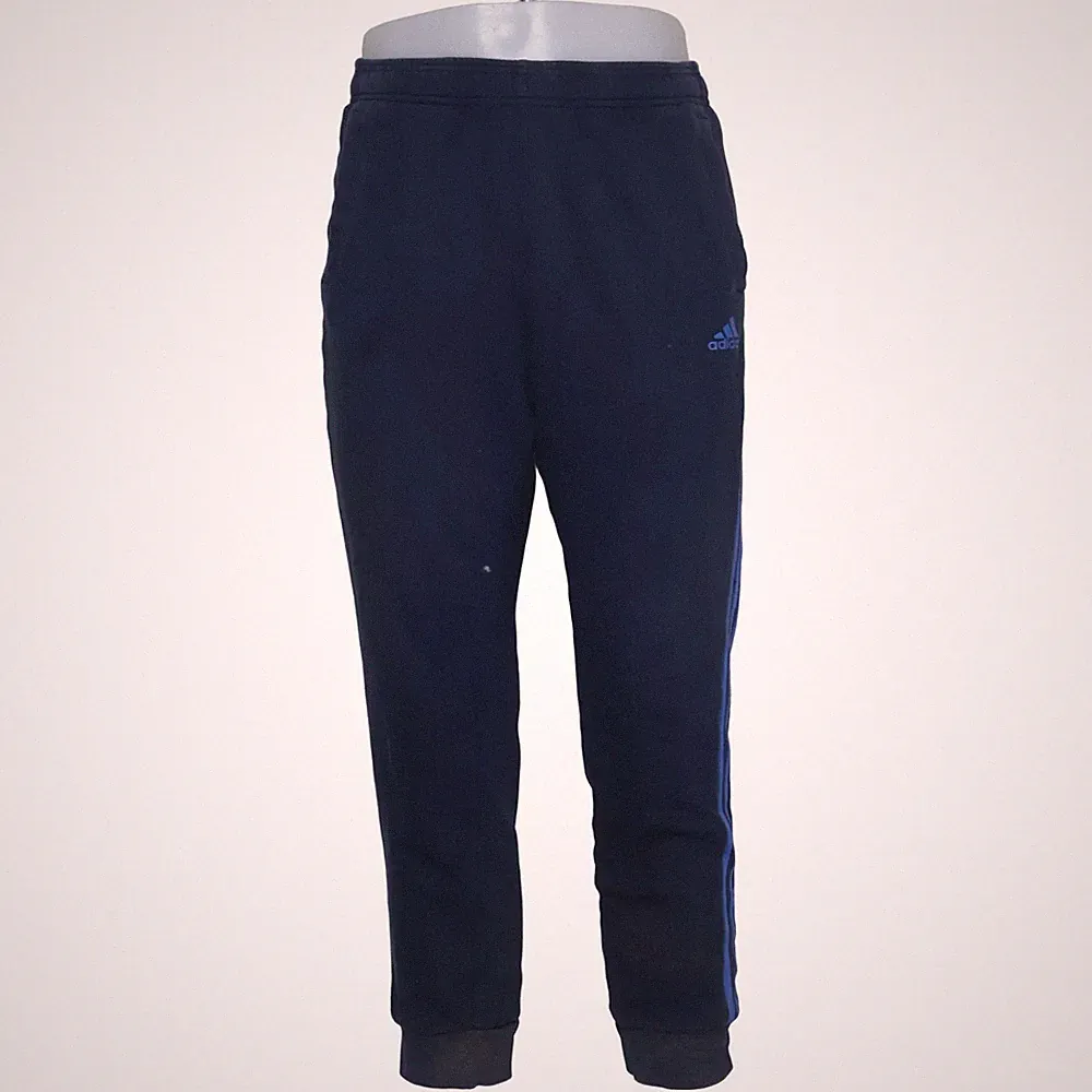 Adidas, Jogginghose, Größe: M, Blau, Baumwolle/Polyester, Streifen, Fleece #B3E