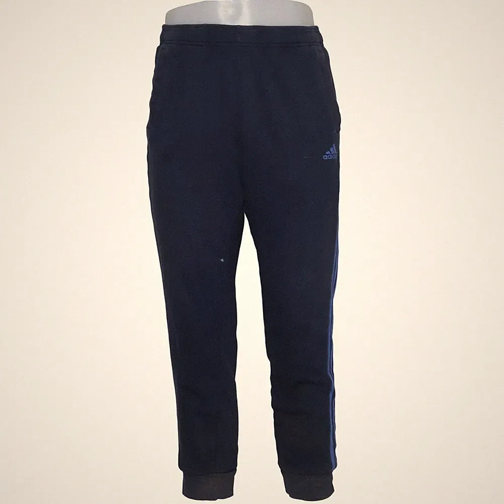 Adidas, Jogginghose, Größe: M, Blau, Baumwolle/Polyester, Streifen, Fleece #B3E