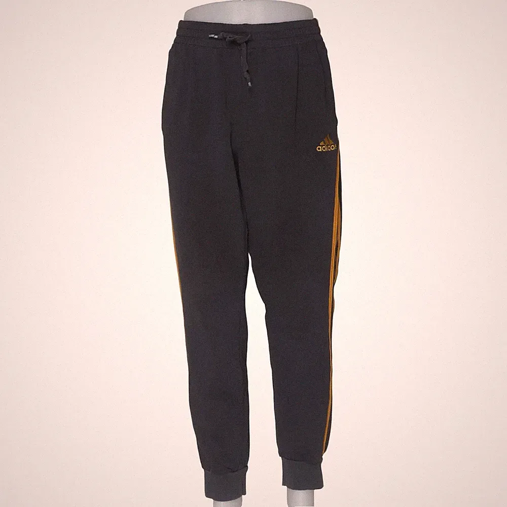 Adidas, Jogginghose, Größe: M, Grau/Gelb, Baumwolle/Polyester/Viskose #lXw