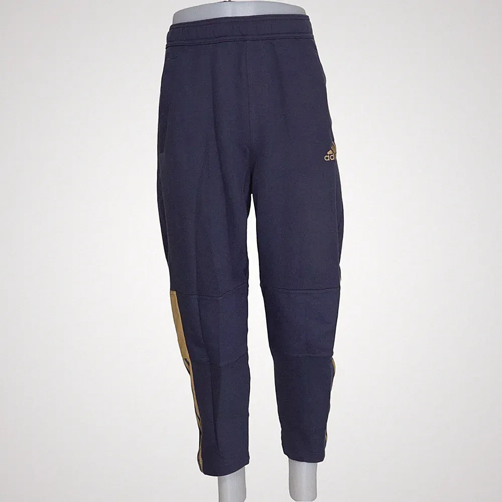 Adidas, Jogginghose, Größe: M, Grau/Gelb/Mehrfarbig, Baumwolle, Streifen #K6N