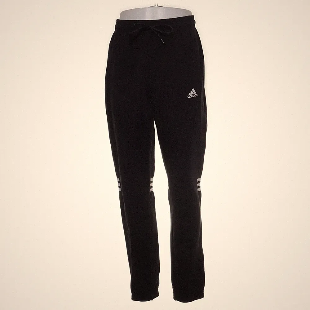 Adidas, Jogginghose, Größe: M, Schwarz, Baumwolle/Polyester, Fleece, Herren #D87