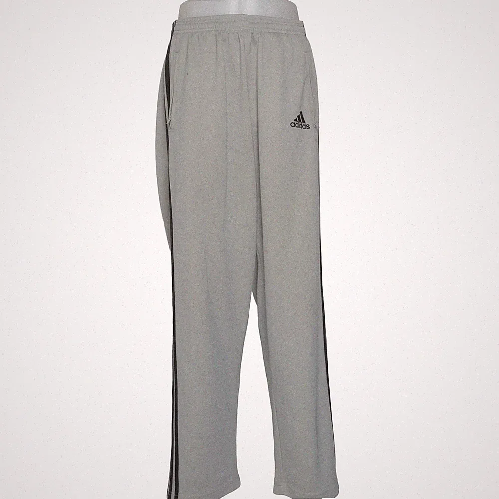 Adidas, Jogginghose, Größe: XL, Grau/Schwarz, Polyester, Streifen, Herren #68D
