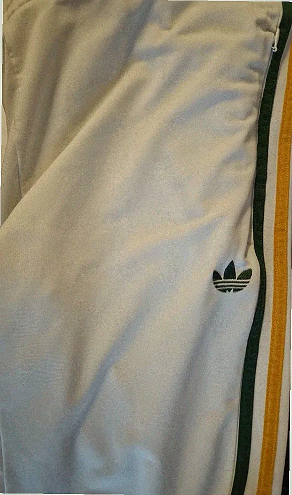 Adidas Jogginghose Herren L weiß gerades Bein Trainingshose Vintage Sportswear
